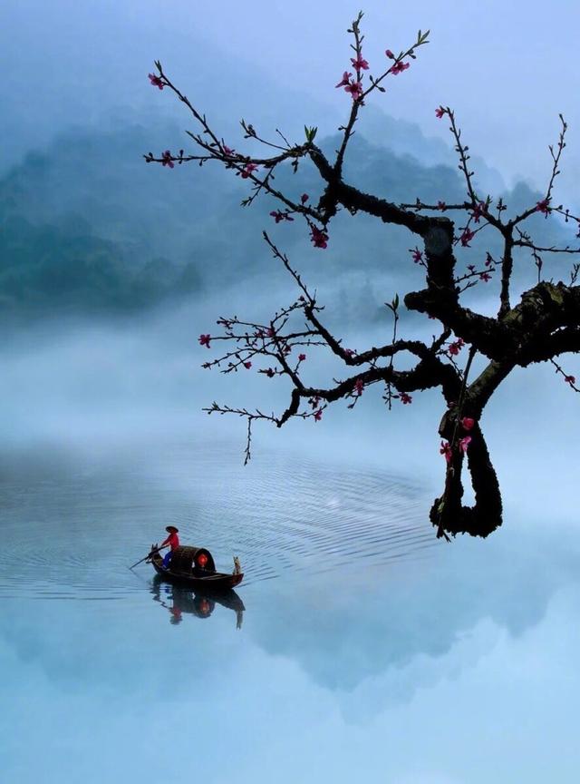 绿水青山人家绕,渔舟唱晚倦鸟飞.