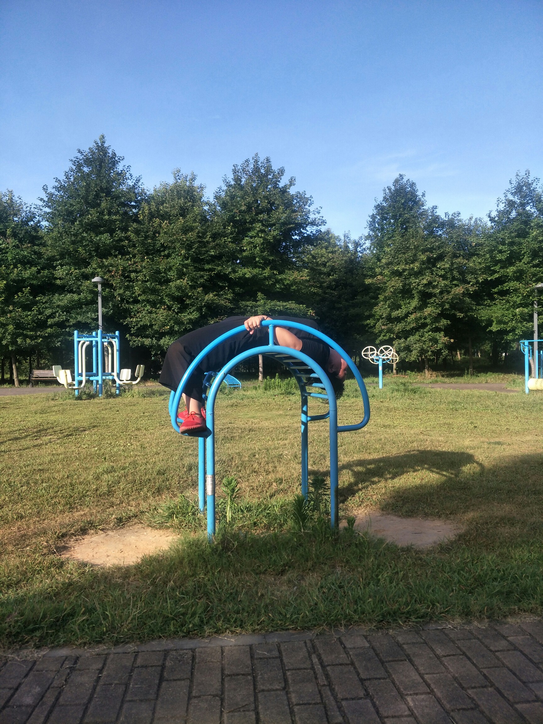 反正拍一夏#才发现公园的健身器材很好用#用手机记录生活