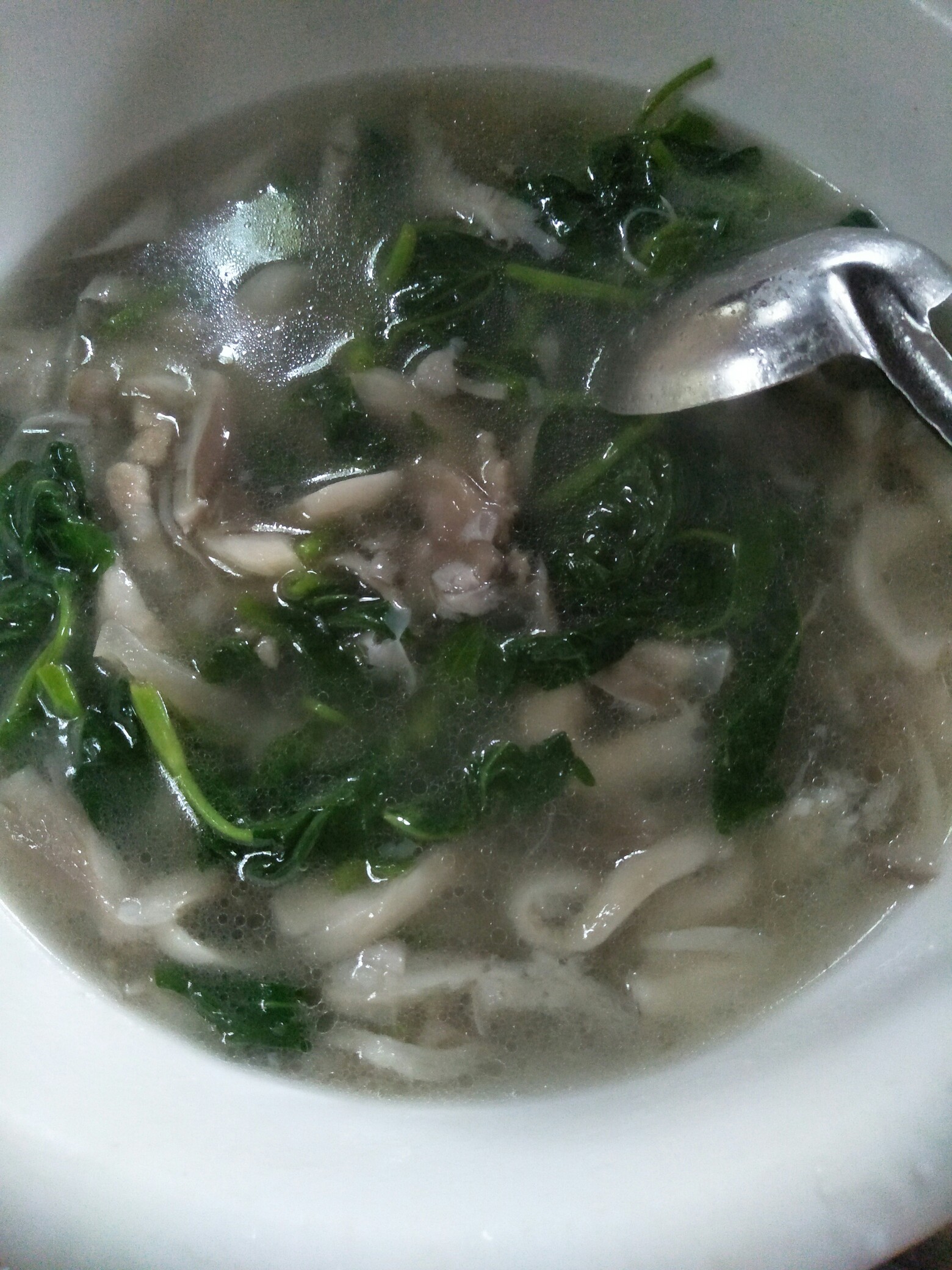 十月印象#没味口,吃点青菜素肉蘑菇汤